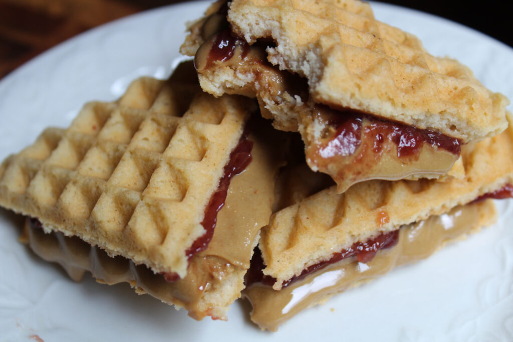 Sunflower Butter and Jelly on Waffles