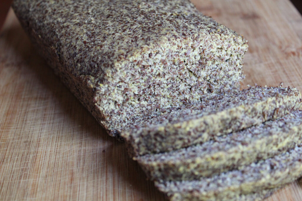 grain free flax meal bread cut